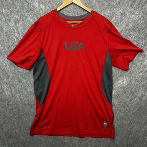 Nike Pro Combat T-Shirt Mens XL Red Fitted Perforated Performance Center USA